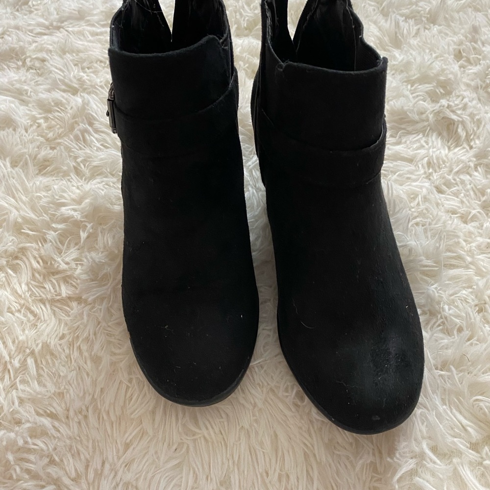 Black suede wedge boots
